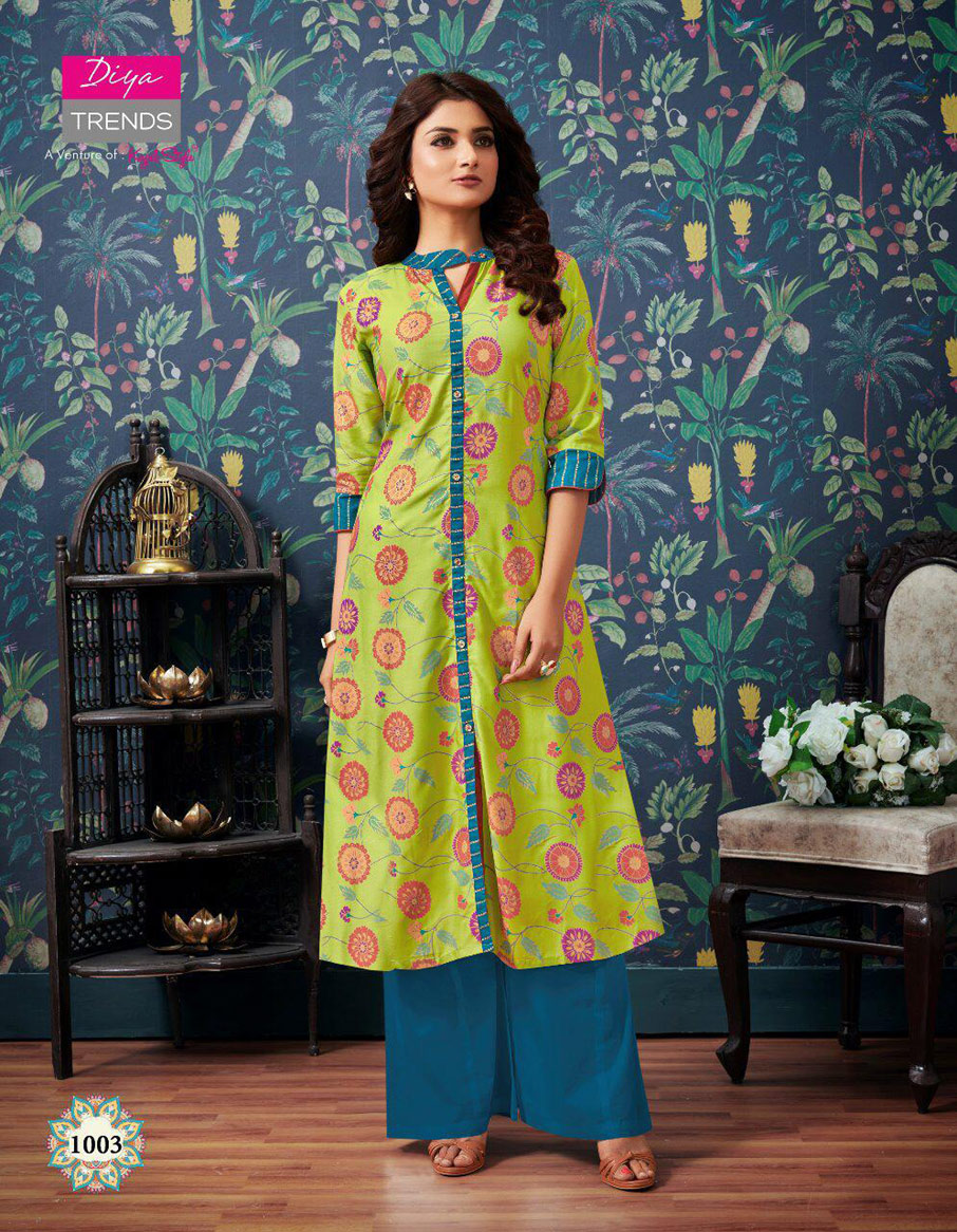 Purplecity Vol-1 Diya Trends Pigment Gold print Kurti Purplecity Vol-1 Diya Trends Pigment Gold print Kurti